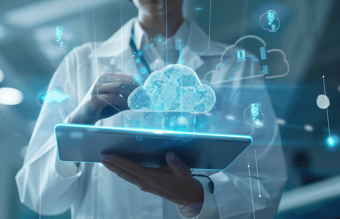 Virtual clould above a tablet